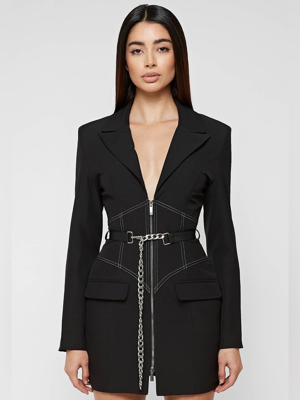 Manière De Voir Corset Zip Front Blazer Black Size 16 NWT